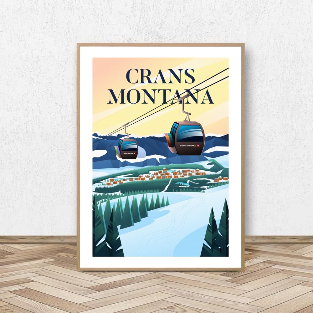 Affiche Crans-Montana (Gondola) - Affiche Alpine