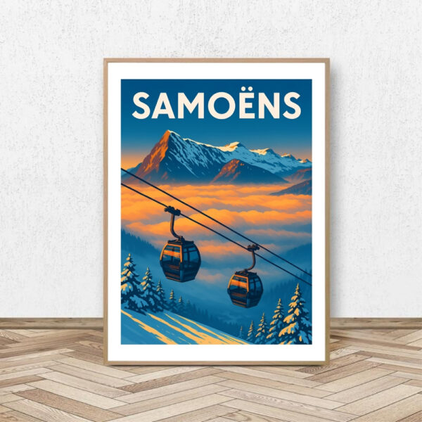 Affiche Samoëns Cabine - Affiche Alpine